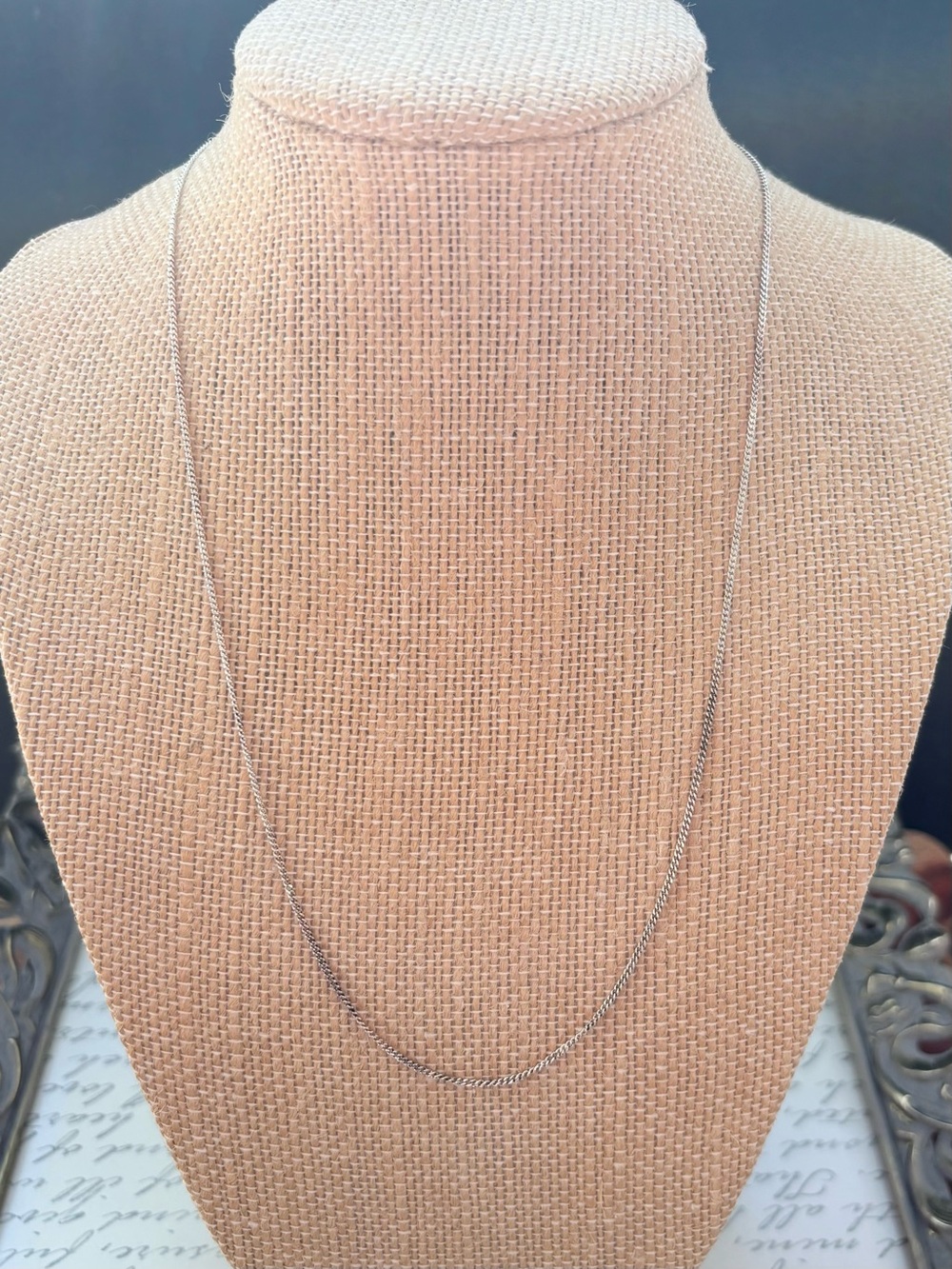Delicate Vintage Sterling Silver Curb Chain Necklace 18”